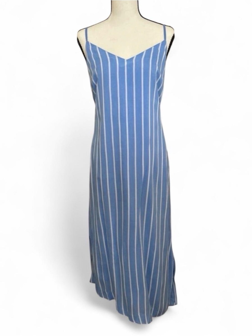 Club Monaco Blue and White Striped Maxi Slip Dress